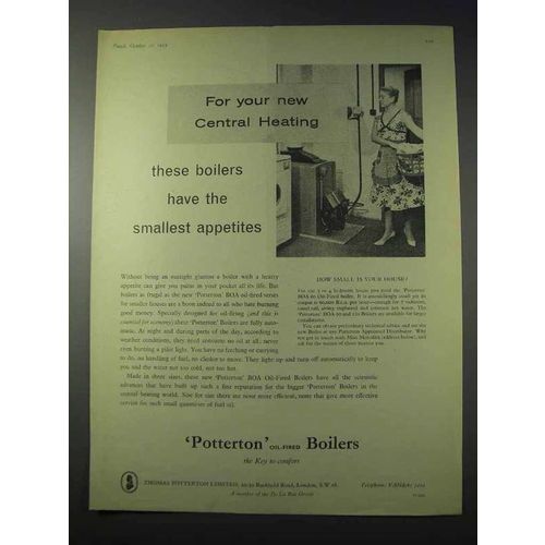 1959 Potterton Boilers Ad - Have The Smallest Appetites