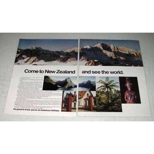 1970 American Airlines Ad - Come to New Zealand