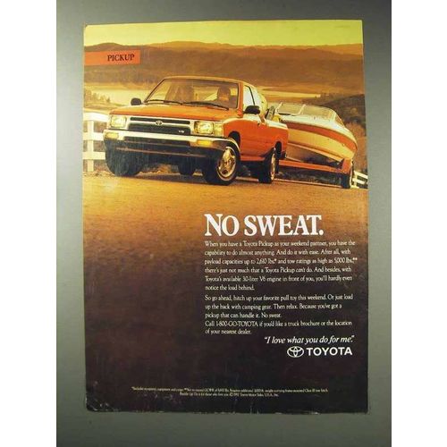 1992 Toyota Pickup Truck Ad - No Sweat