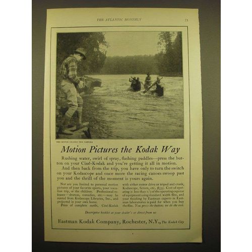 1924 Kodak Cine-Kodak Movie Camera Ad - Motion pictures the Kodak way