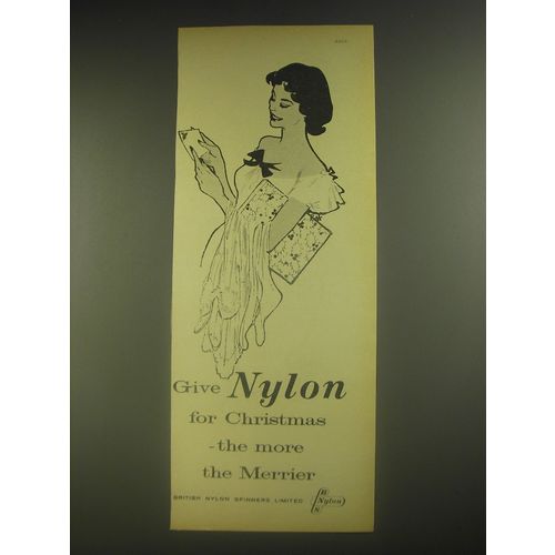 1958 BNS British Nylon Spinners Ad - Give nylon for Christmas