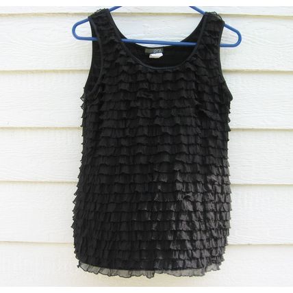 Womens JTB Black Ruffled Tank Top Medium M 34 Chest Summer Sleeveless