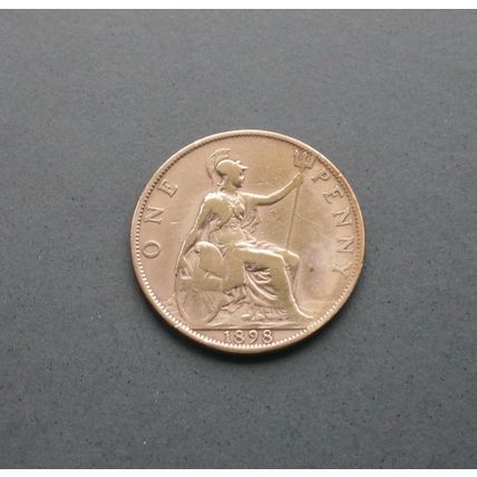1898 Queen Victoria Great Britain Bronze One Penny Veiled Head