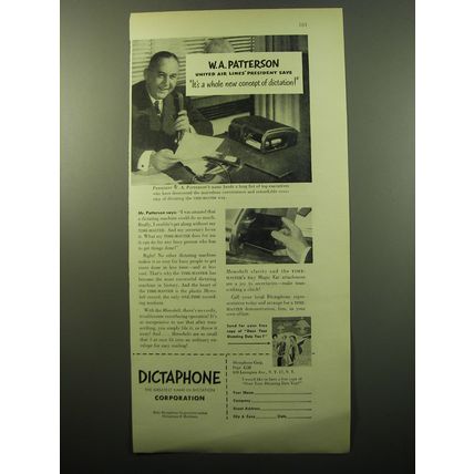 1950 Dictaphone Time-Master Ad - W.A. Patterson United Air Lines' President