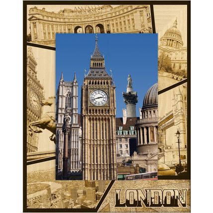 London England Laser Engraved Wood Picture Frame Portrait (5 x 7)