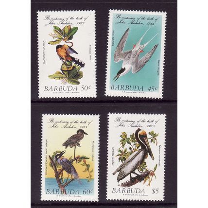 BARBUDA 1985 BIRDS SET 4 VALS UM MINT #3