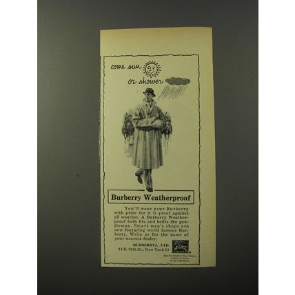 1953 Burberry Weatherproof Coat Ad - Come sun or shower
