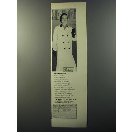 1953 Sherbrooke Chesterfield Coat Ad - Sherbrooke all weather fashions