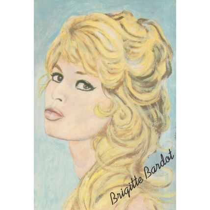 Brigitte Bardot Movie Film Star Rare Jane Hart Painting Postcard
