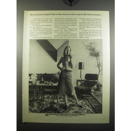 1971 INA Insurance Company of North America Ad - We love Lorna Campbell