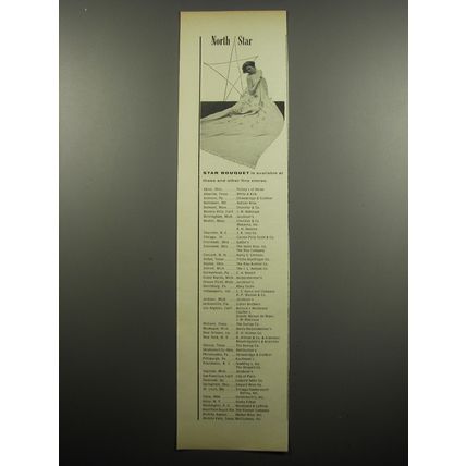 1955 North Star Blankets Ad - Star bouquet is available at these stores