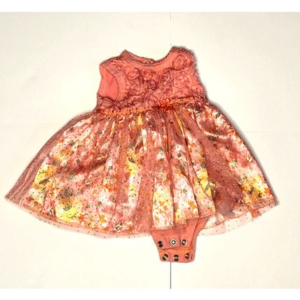 Swiggies Infant 0-3m Baby Girl Circle Dress Bodysuit Pink Lace Colorful Flowers
