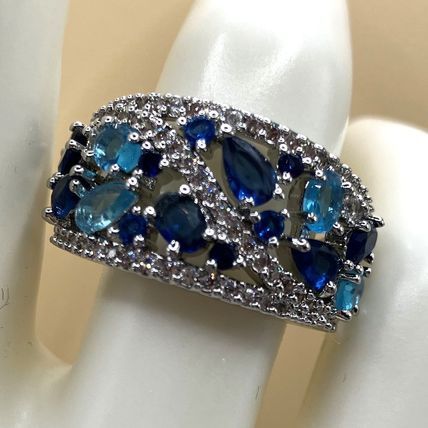 Ring Elegant Blue Aquamarine Tones Zirconia #781