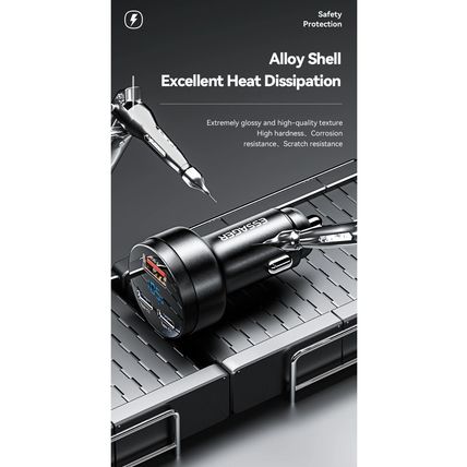 Essager Digital Fast Car Charger 105W Made for MacBook Lenovo Truck Lorry 12-24V