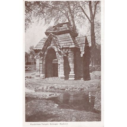 Pandrittan Temple Kashmir Antique Indian Postcard