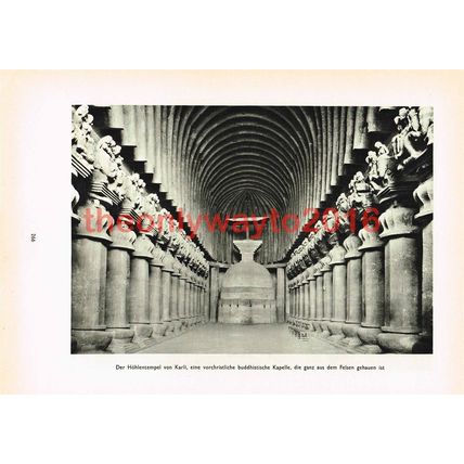 Cave Temple of Karli, Karli, India, Photo Book Illustration, 1935