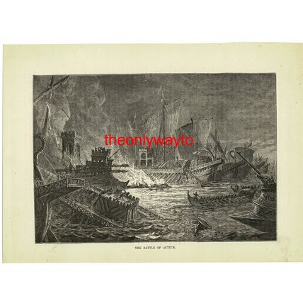 Battle Of Actium, Book Illustration (Print), 1888