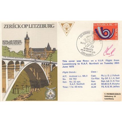 Zereck Op Letzeburg Luxembourg RAF Escaping Society Military Signed FDC