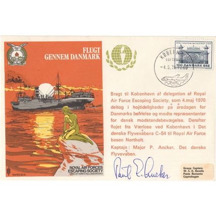 RAF Escaping Society Flukt Gennem Denmark Danish Military Hand Signed Flown FDC