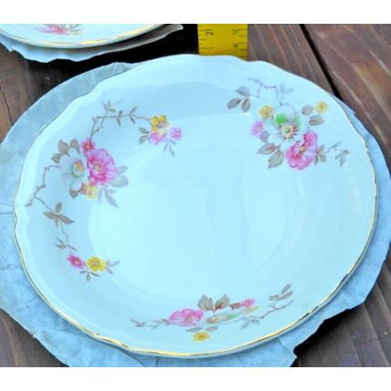 Vintage Edwin M. Knowles 1940's Blossom Time Floral Coupe Soup Bowls 6 Pc. Set