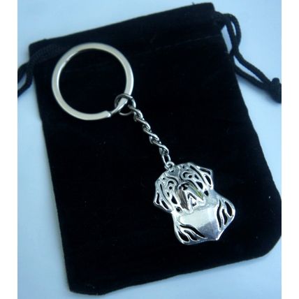 ST. BERNARD METAL KEY RING WITH KEY CHAIN & VELVET GIFT BAG