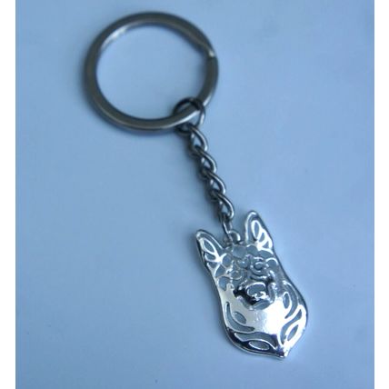 GERMAN SHEPHERD METAL KEY RING WITH KEY CHAIN & VELVET GIFT BAG