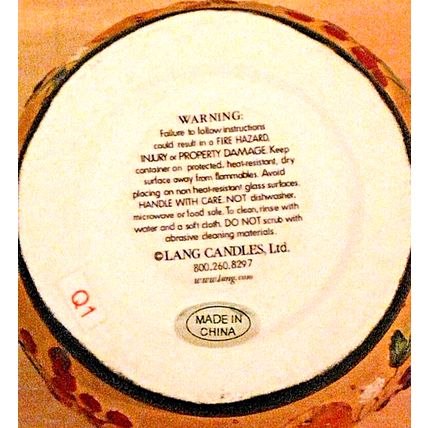 Lang Candles Porcelain Votive Holder Crock Fruitful Bounty Includes Votive NEW!