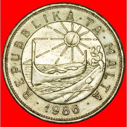 Ⰶ BOAT, FLOWER AND SUN: MALTA ★ 50 CENTS 1986 UNCOMMON!★LOW START★NO RESERVE