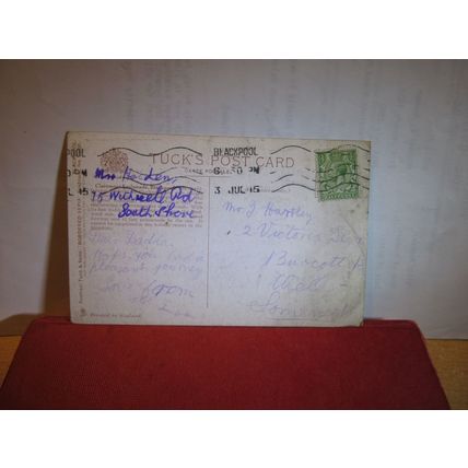 CLAREMONT ESPLANADE , BLACKPOOL, LANCASHIRE used antique postcard 1915 pm =