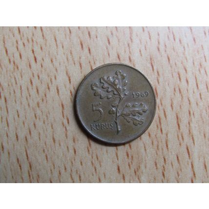 Turkey 1969 5 Kurus Coin