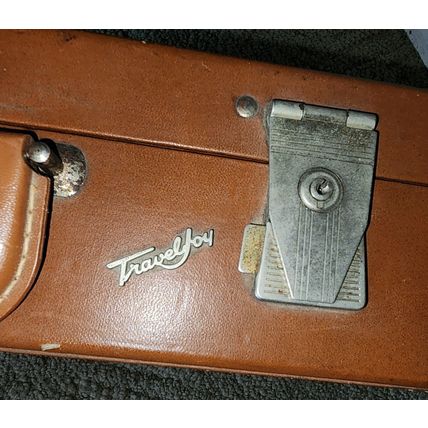 Vintage Brown Travel Joy Wood? Small Suitcase or Large Briefcase with Key