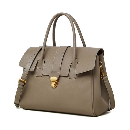 Genuine Leather Women Handbag and Shoulder Bag Grey