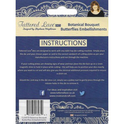 Tattered Lace. Botanical Bouquet Butterflies Embellishments Die Set. Cardmaking