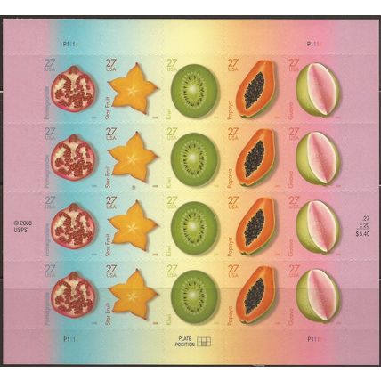 Tropical Fruit Sheet of Twenty 27 Cent Postage Stamps Scott 4257