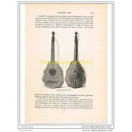 QUEEN ELIZABETH'S LUTE, ENGLAND c1586, Illustration, c1870
