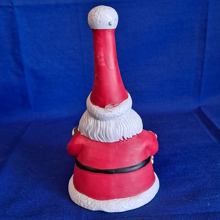 VintageChristmas SANTA CLAUS BELL Figurine Ceramic Gifts Wreat Holly Berry 6 1/8