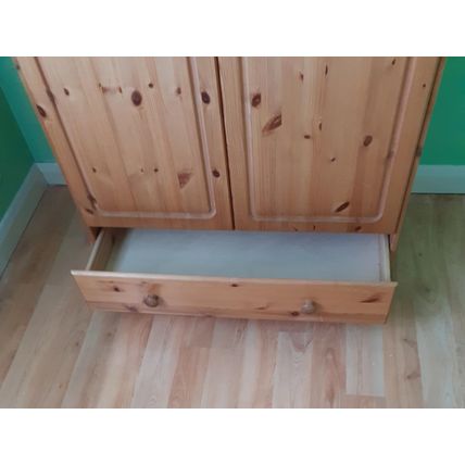 Solid Pine Double Door & Drawer Wardrobe