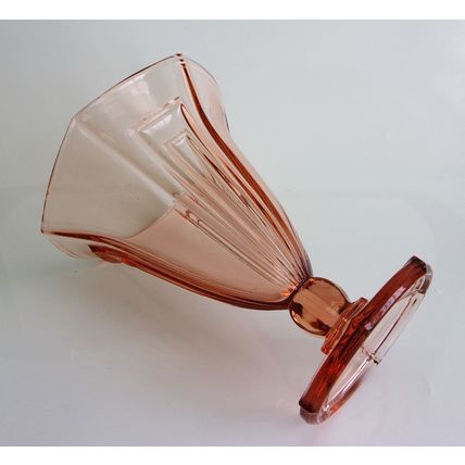 Art Deco Hermanova Pink Glass Pedestal Vase.