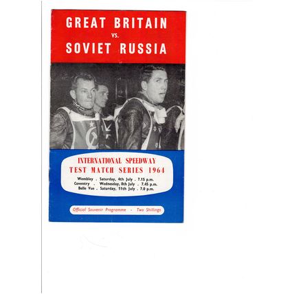 Coventry Great Britain v Soviet Russia 1964 speedway programme