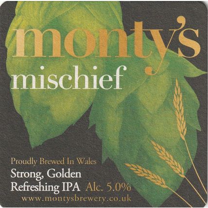 BEER MAT - MONTY'S BREWERY(WALES) - MISCHIEF IPA - (Cat No 008) - (2014)