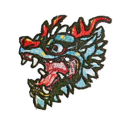 Pair of Oriental Dragons Sew On Patch Embroidered Badge 11 cm x 11 cm P085
