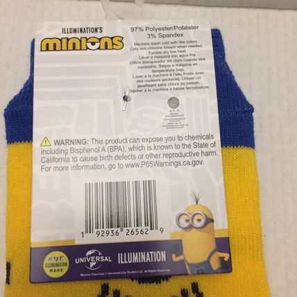 NEW 3 Pairs Minions Crew Socks Shoe Size 6-12