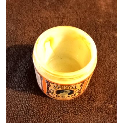 Old Vintage Universal Special Cream Label On Old Milk Glass Jar Circa 1910