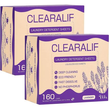 Laundry Detergent Sheets (160 Sheets), Lavender,Up to 320 Loads - Great for Trav