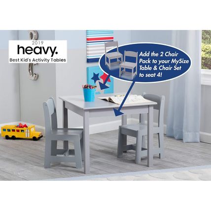 Delta Children Mysize Kids Wood Table and Chair Set (2 Chairs Included) - Ideal