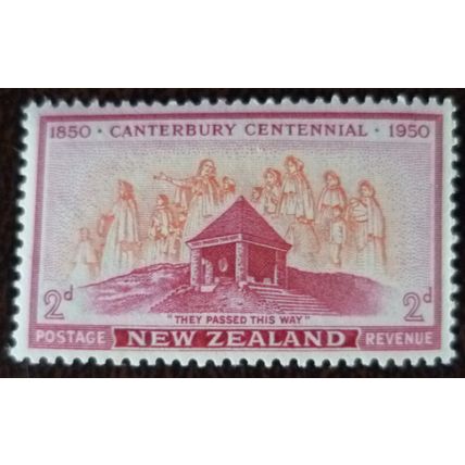 New Zealand 1950 Centenary Canterbury 2d Cairn Lyttleton Hills mint stamp SG704