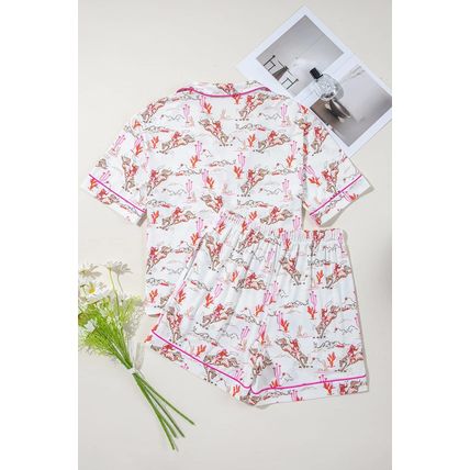 White Cowgirl Country Print Pajamas Set