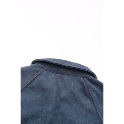 Blue Washed Snap Buttons Lantern Sleeve Pullover Sweatshirt