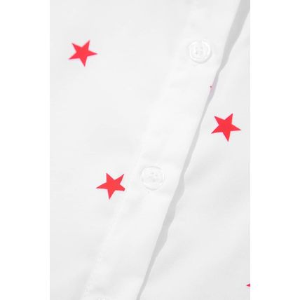 White Little Stars Printed Loose Half Sleeve Loose Shirt