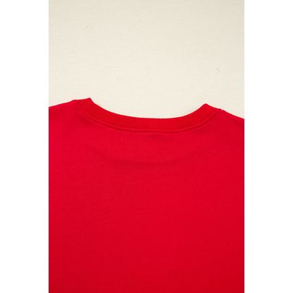 Fiery Red Varsity Striped Sleeve Drop Shoulder Sweatshirt and Short Set